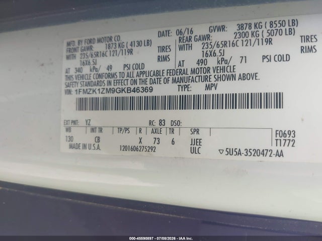 1FMZK1ZM9GKB46369 Ford Transit-150 Xl