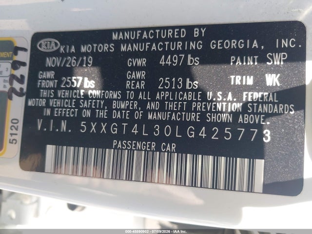 KIA Optima Lx 2020 5XXGT4L30LG425773 Image 9