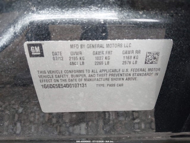 Продаж на аукціоні авто 2013 Cadillac Cts Luxury, vin: 1G6DE5E54D0107131, номер лоту: 45590955
