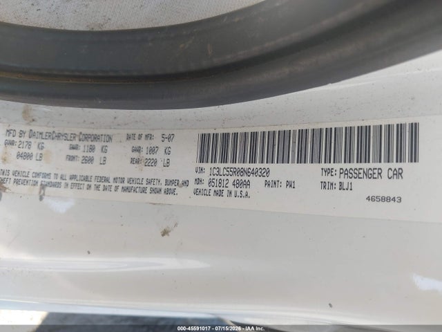 Продаж на аукціоні авто 2008 Chrysler Sebring Touring, vin: 1C3LC55R08N640320, номер лоту: 45591017