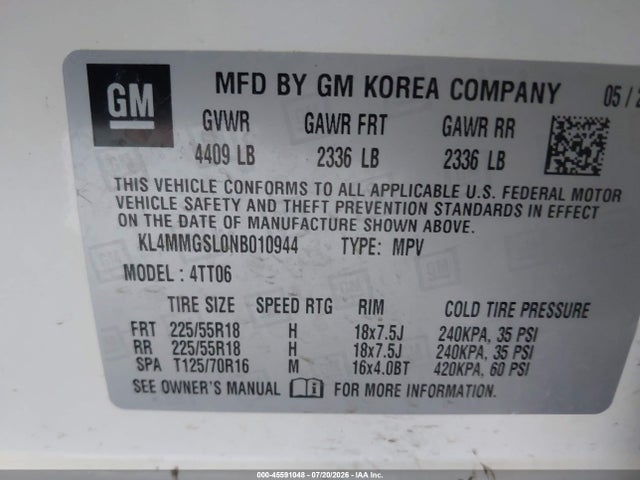Aukcja sprzedaży 2022 Buick Encore Gx Awd Essence, vin: KL4MMGSL0NB010944, numer aukcji: 45591048