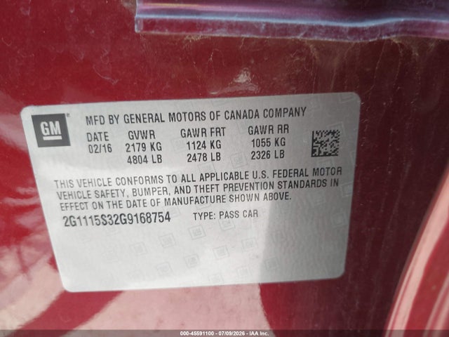 2G1115S32G9168754 Chevrolet Impala 2lt