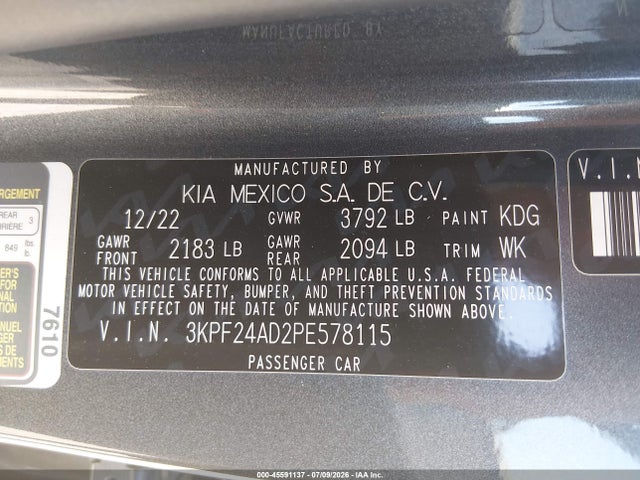 KIA Forte Lxs 2023 3KPF24AD2PE578115 Image 9