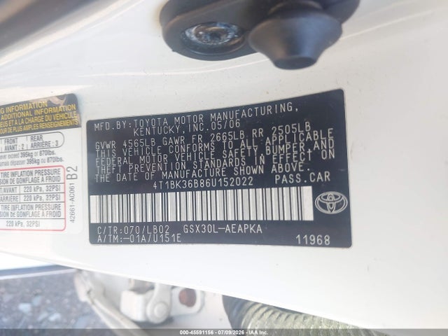 Продажа на аукционе авто 2006 Toyota Avalon Limited, vin: 4T1BK36B86U152022, номер лота: 45591156