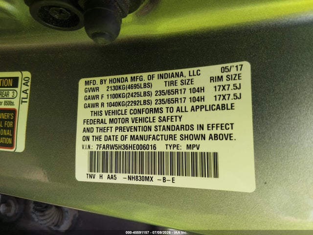 7FARW5H36HE006016 Honda CR-V LX