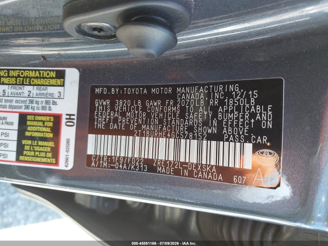 Toyota Corolla S Plus 2016 2T1BURHE4GC578152 Image 9