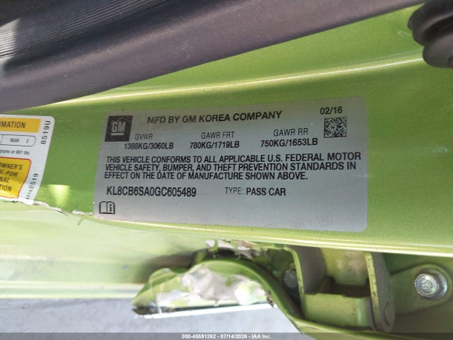 KL8CB6SA0GC605489 Chevrolet Spark Ls Cvt