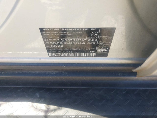 2011 Mercedes-benz Gl 350 Bluetec 4matic მანქანა იყიდება აუქციონზე, vin: 4JGBF2FEXBA712112, აუქციონის ნომერი: 45591297