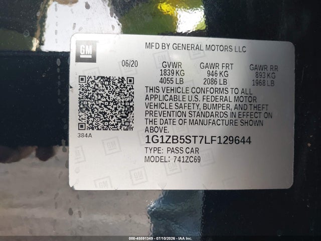 1G1ZB5ST7LF129644 Chevrolet Malibu Fwd Ls