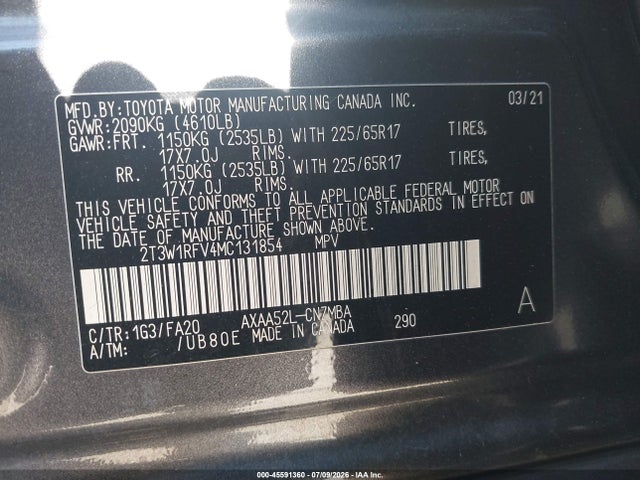 Toyota Rav4 Xle 2021 2T3W1RFV4MC131854 Image 9