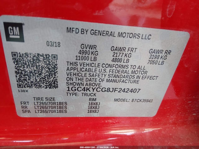 Chevrolet Silverado 3500hd Wt 2018 1GC4KYCG8JF242407 Image 9