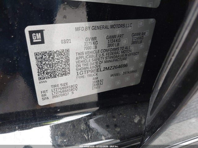 Продаж на аукціоні авто 2021 Gmc Sierra 1500 4wd  Short Box At4, vin: 1GTP9EEL2MZ264696, номер лоту: 45591435
