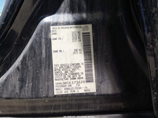 Auction sale of the 2018 Nissan Altima 2.5 S, vin: 1N4AL3AP5JC175620, lot number: 45591470