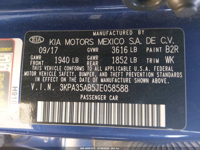 KIA RIO EX 2018 3KPA35AB5JE058588 Image 9