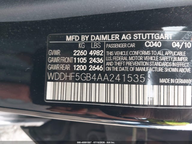 Продаж на аукціоні авто 2010 Mercedes-benz E 350, vin: WDDHF5GB4AA241535, номер лоту: 45591587