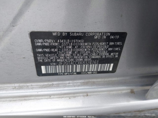 JF2GTACCXK8324161 Subaru Crosstrek 2.0i Premium