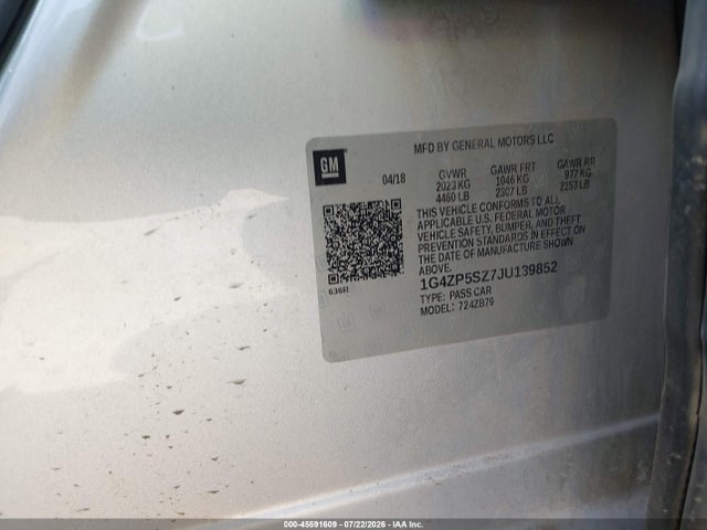 Aukcja sprzedaży 2018 Buick Lacrosse Essence, vin: 1G4ZP5SZ7JU139852, numer aukcji: 45591609