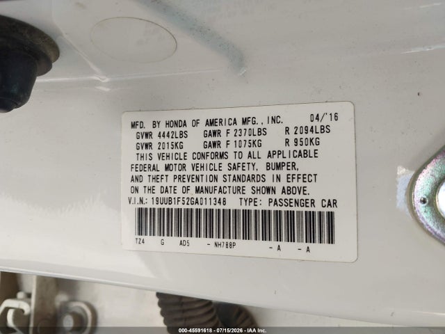 Aukcja sprzedaży 2016 Acura Tlx Tech, vin: 19UUB1F52GA011348, numer aukcji: 45591618