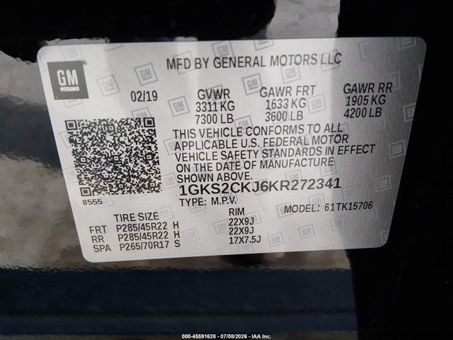 GMC YUKON DENALI 2019 1GKS2CKJ6KR272341 Image 9