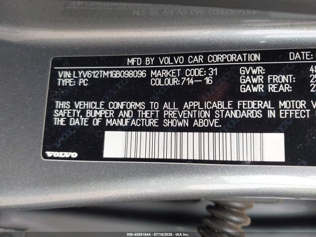 Продажа на аукционе авто 2016 Volvo S60 Inscription T5 Platinum, vin: LYV612TM1GB098096, номер лота: 45591644