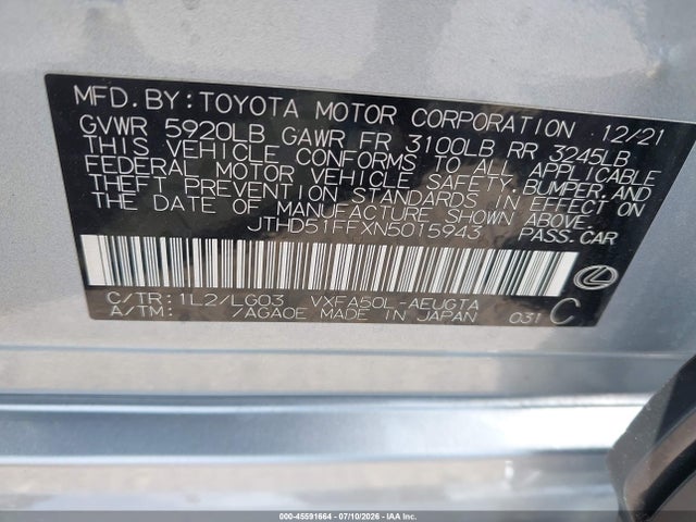 Lexus Ls 500 2022 JTHD51FFXN5015943 Image 9
