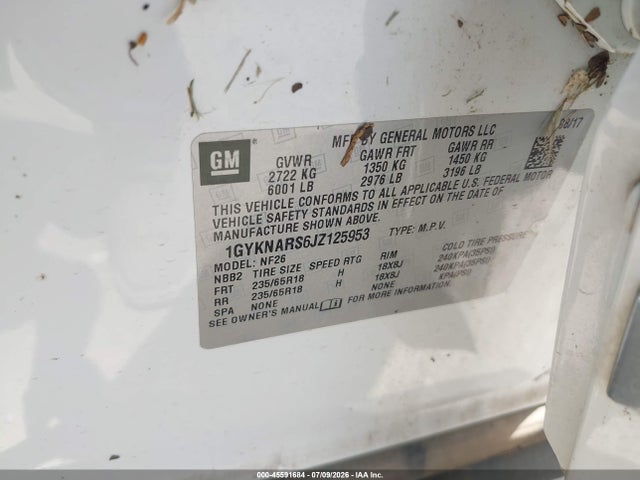 Продаж на аукціоні авто 2018 Cadillac Xt5 Standard, vin: 1GYKNARS6JZ125953, номер лоту: 45591684