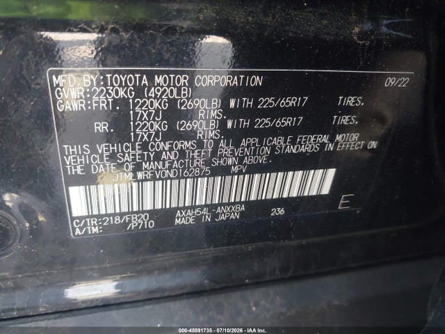JTMLWRFV0ND162875 Toyota Rav4 Hybrid Le