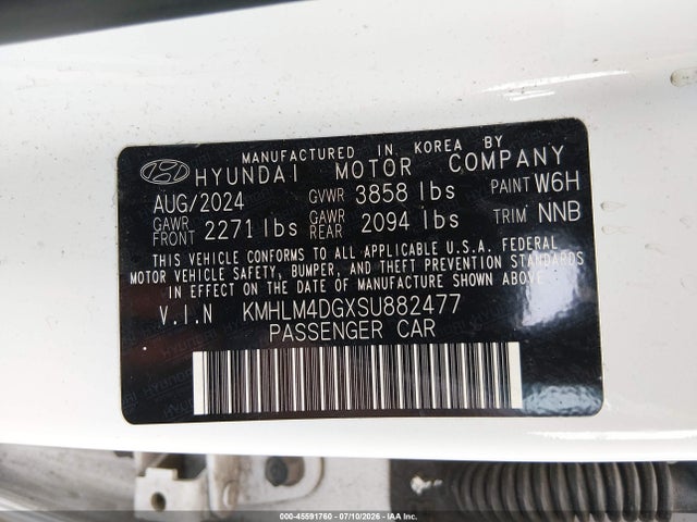 45591760 :رقم المزاد ، KMHLM4DGXSU882477 vin ، 2025 Hyundai Elantra Sel Sport مزاد بيع