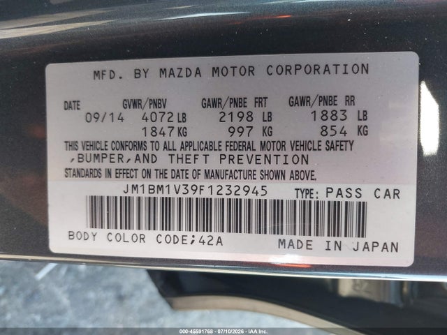 JM1BM1V39F1232945 Mazda Mazda3 S Touring