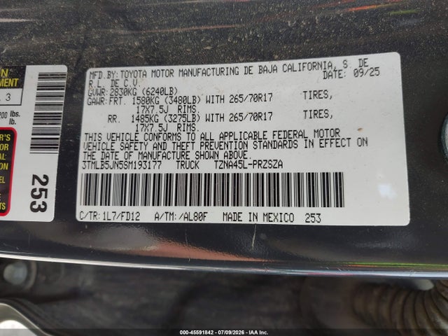 Aukcja sprzedaży 2025 Toyota Tacoma Trd Off Road, vin: 3TMLB5JN5SM193177, numer aukcji: 45591842