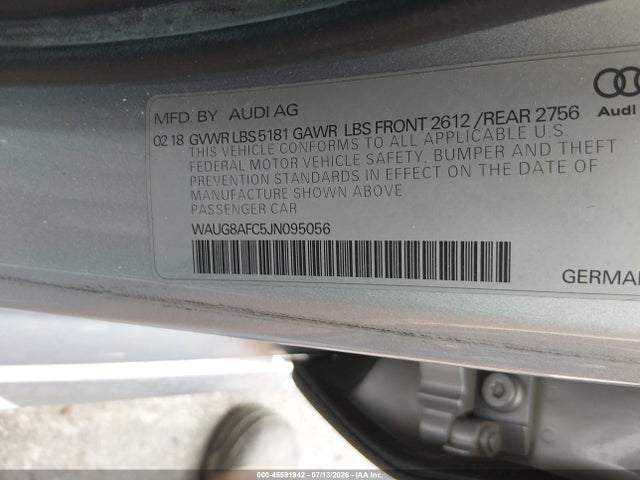 45591942 :رقم المزاد ، WAUG8AFC5JN095056 vin ، 2018 Audi A6 2.0t Premium Plus مزاد بيع