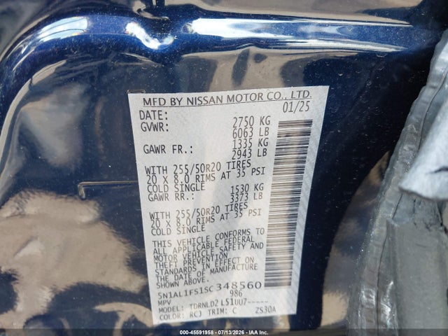 Продаж на аукціоні авто 2025 Infiniti Qx60 Luxe Awd, vin: 5N1AL1FS1SC348560, номер лоту: 45591958