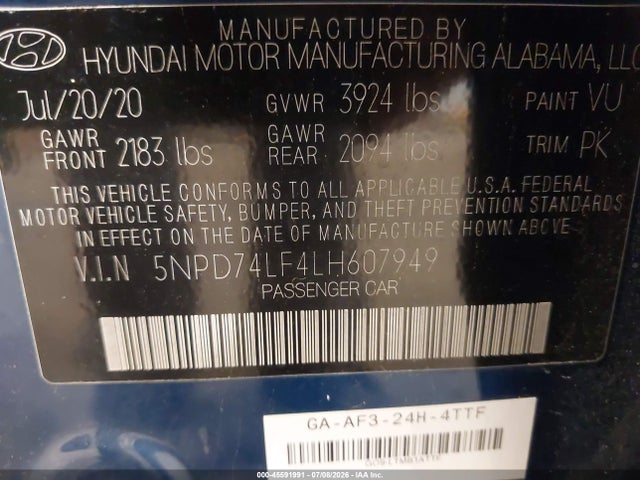 Hyundai ELANTRA SE 2020 5NPD74LF4LH607949 Image 9