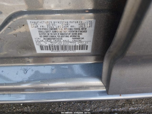 Aukcja sprzedaży 2021 Nissan Sentra Sv Xtronic Cvt, vin: 3N1AB8CV5MY249705, numer aukcji: 45591998