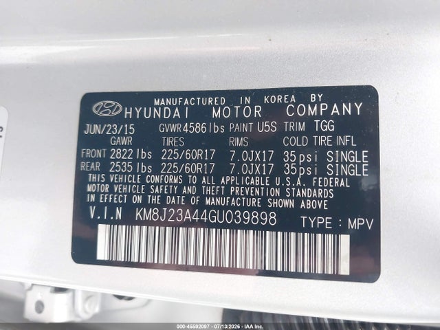 Hyundai TUCSON SE 2016 KM8J23A44GU039898 Image 9
