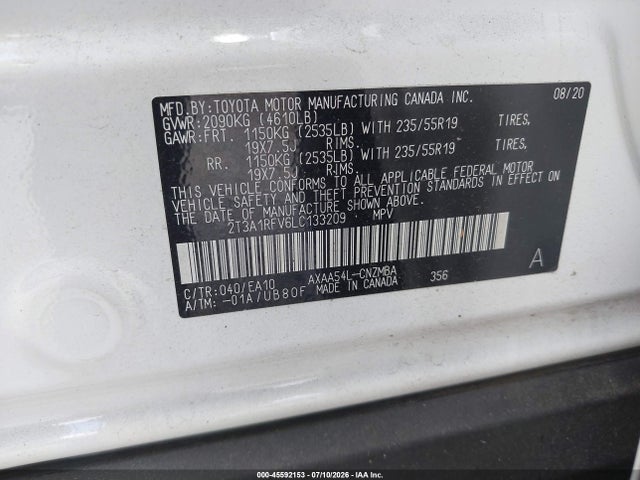 2T3A1RFV6LC133209 Toyota Rav4 Xle Premium