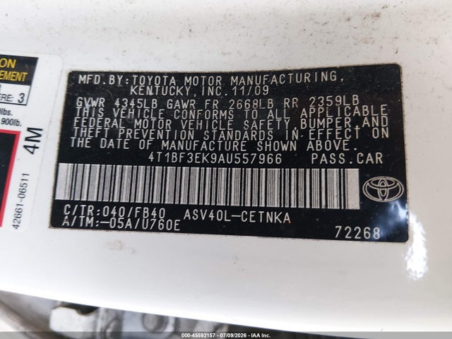 Продаж на аукціоні авто 2010 Toyota Camry Le, vin: 4T1BF3EK9AU557966, номер лоту: 45592157