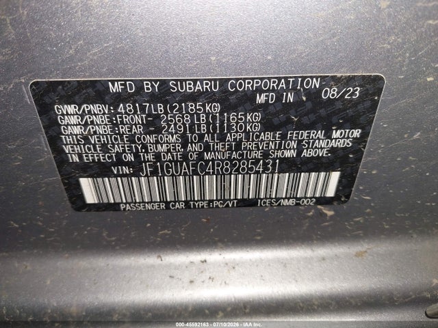Aukcja sprzedaży 2024 Subaru Impreza Sport 5-door, vin: JF1GUAFC4R8285431, numer aukcji: 45592163