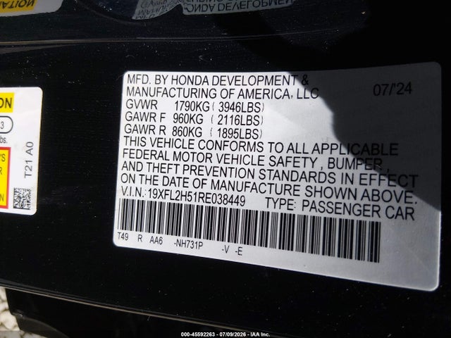Honda Civic Lx 2024 19XFL2H51RE038449 Image 9