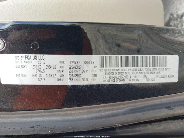 Продажа на аукционе авто 2019 Dodge Grand Caravan Sxt, vin: 2C4RDGCG9KR797614, номер лота: 45592274