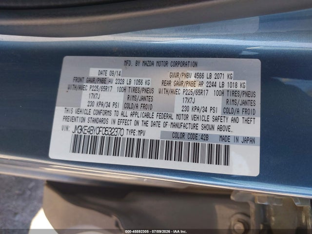 Продажа на аукционе авто 2015 Mazda Cx-5 Sport, vin: JM3KE4BY0F0532370, номер лота: 45592305