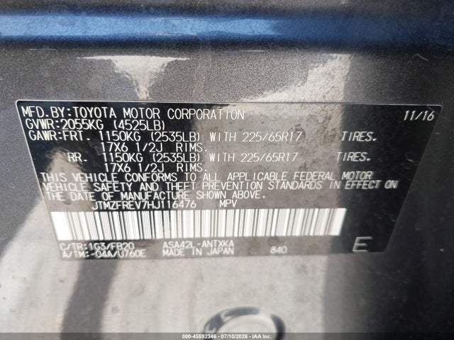Toyota RAV4 LE 2017 JTMZFREV7HJ116476 Image 9