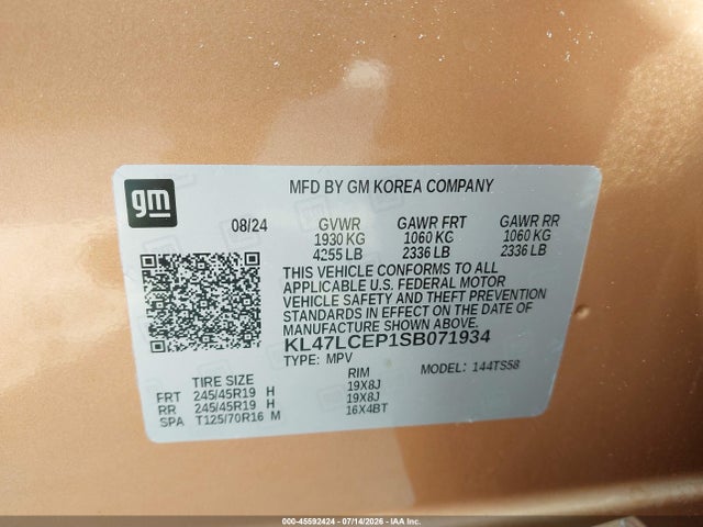 2025 Buick Envista Avenir Fwd მანქანა იყიდება აუქციონზე, vin: KL47LCEP1SB071934, აუქციონის ნომერი: 45592424