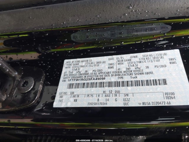 Ford F-150 Raptor 2025 1FTFW1RG2SFA49098 Image 9