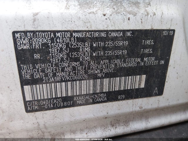 Toyota Rav4 Xle Premium 2019 2T3A1RFV7KC060026 Image 9