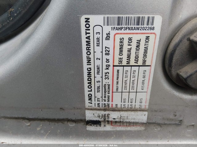 Aukcja sprzedaży 2010 Ford Focus Se, vin: 1FAHP3FNXAW202268, numer aukcji: 45592556