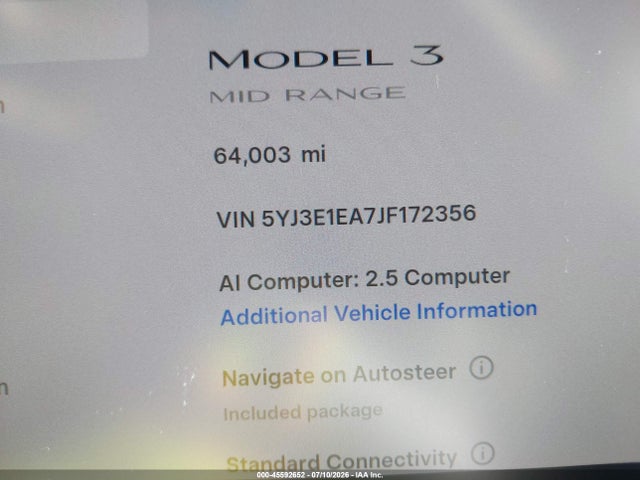 Tesla Model 3 Long Range/mid Range 2018 5YJ3E1EA7JF172356 Image 15