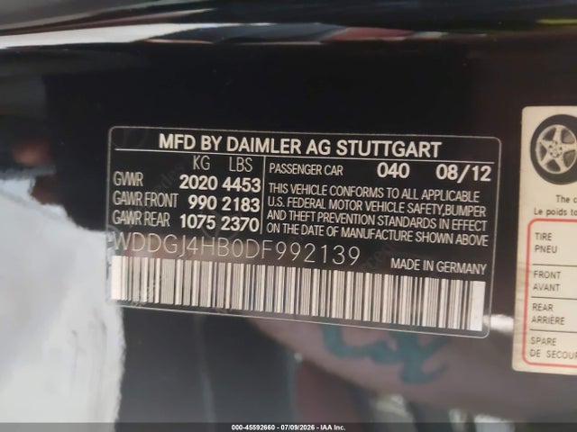 Aukcja sprzedaży 2013 Mercedes-benz C 250, vin: WDDGJ4HB0DF992139, numer aukcji: 45592660