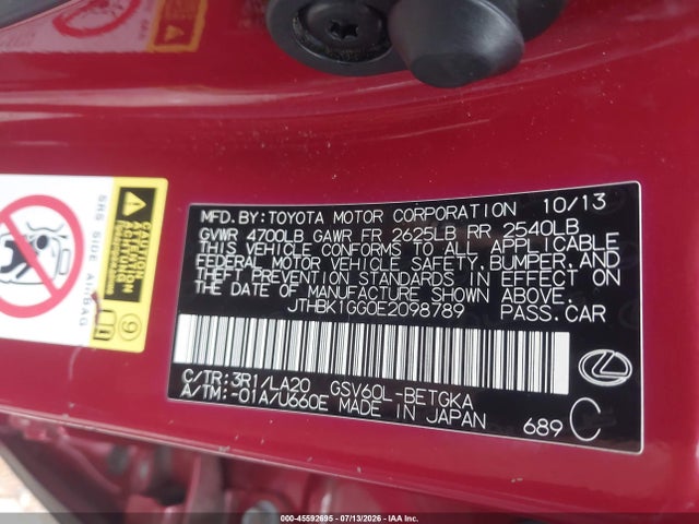 Продажа на аукционе авто 2014 Lexus Es 350, vin: JTHBK1GG0E2098789, номер лота: 45592695