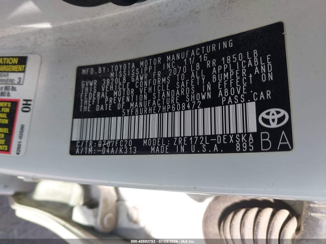 Toyota COROLLA SE 2017 5YFBURHE7HP608472 Image 9